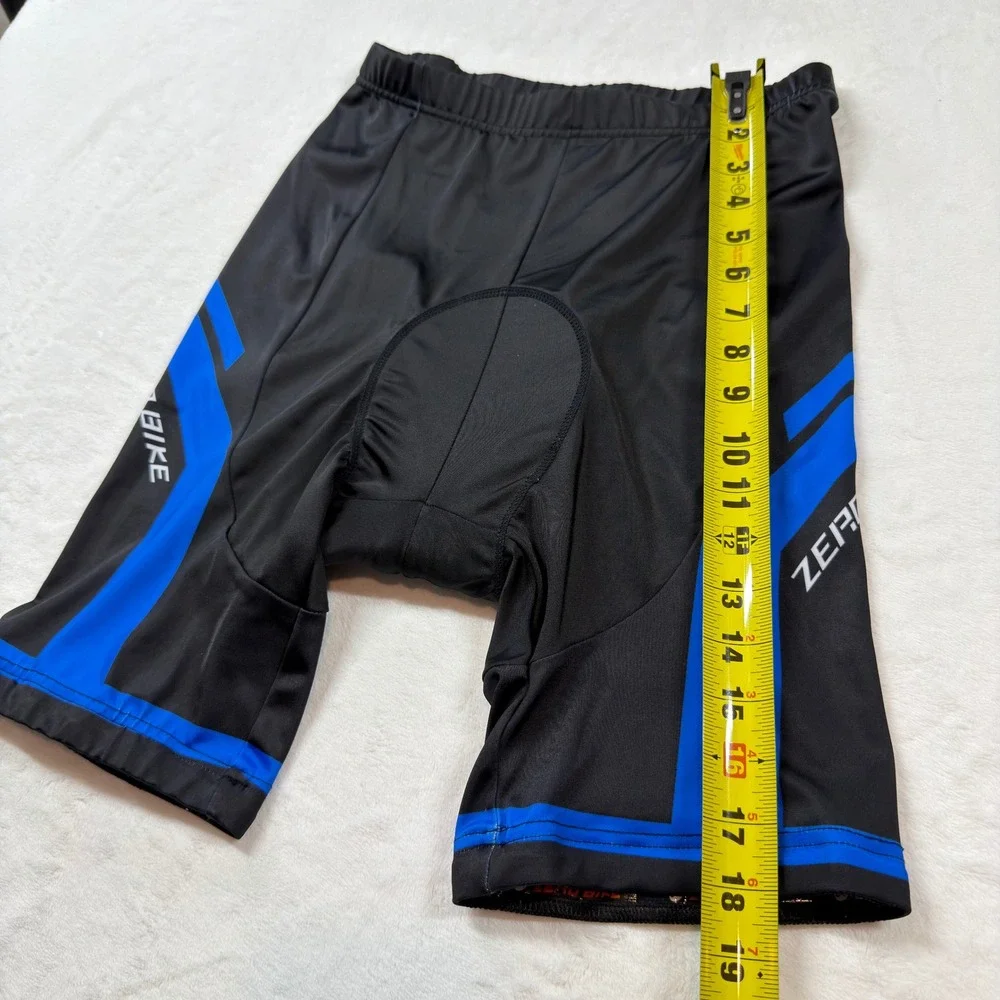 Zero Bike Padded Cycling Shorts Mens Large Black Blue Gel Padded‎ Good Condition